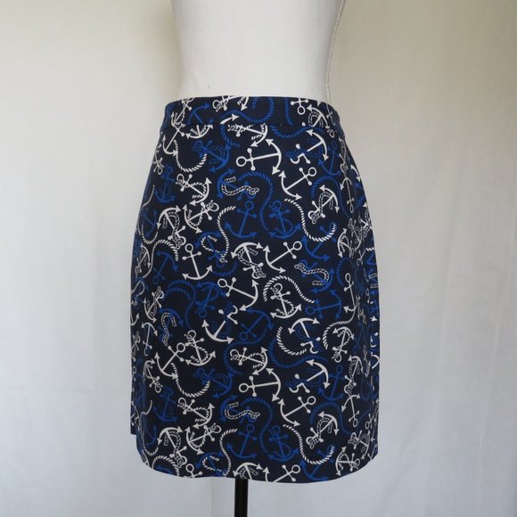 Banana Republic Sea Anchor Rope Symbols Women’s Blue Skirt Size 12 - Picture 3 of 11